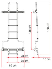 Deluxe DJ Ducato (6-step ladder, Deep Black) - Fiamma ladders for caravans and motorhomes providing safe, stable roof access for maintenance and storage - My Fiamma