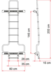 Deluxe DJ Ducato H3 (7-step ladder, Aluminium, for H3 roof) - Fiamma ladders for caravans and motorhomes providing safe, stable roof access for maintenance and storage - My Fiamma