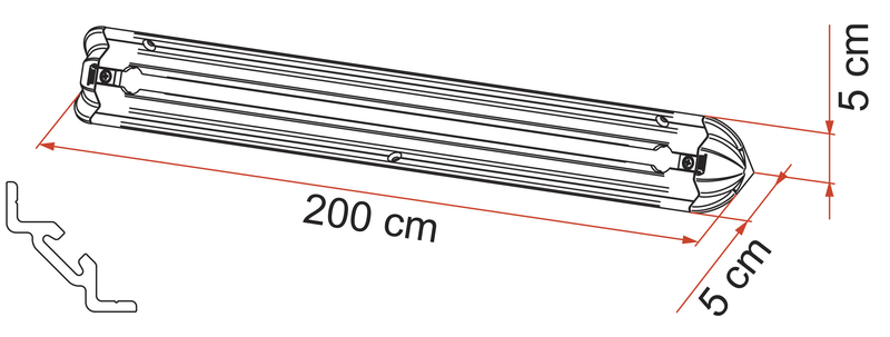 Fiamma Garage Bars Corner - 2 x 200 cm Corner Rails with Sliding Eyes - Motorhome Garage Tie-Down - Fiamma garage organisation accessories designed to maximise storage efficiency in motorhome garages - My Fiamma