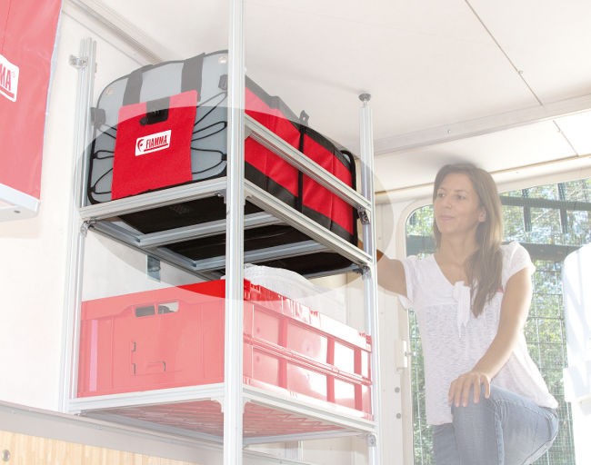 Fiamma Garage System Support – Additional Shelf Support Kit – 2 Lower Bars + 1 Side Bar – Aluminium - Fiamma garage organisation accessories designed to maximise storage efficiency in motorhome garages - My Fiamma