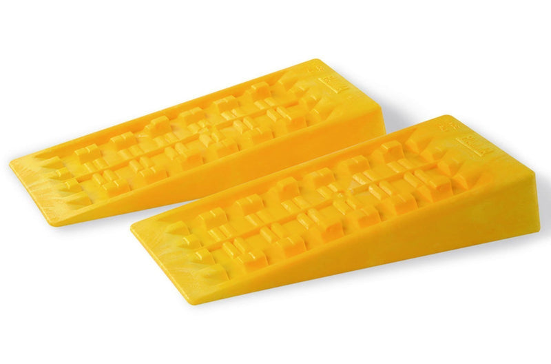 Fiamma Level System Magnum – Compact Wheel Levellers – Pair – Yellow - Fiamma levelling systems and accessories ensuring stable, even positioning of caravans and motorhomes on uneven ground - My Fiamma