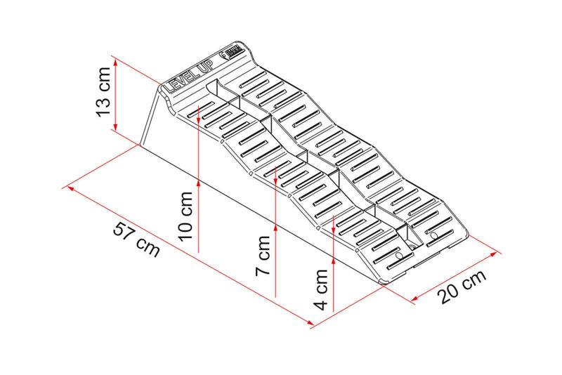 Fiamma Level Up System – Pair of Levelling Ramps – Grey – 3-Level (4/7/10 cm) - Fiamma levelling systems and accessories ensuring stable, even positioning of caravans and motorhomes on uneven ground - My Fiamma