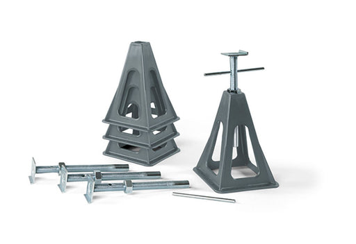 Fiamma Plastic Caravan Jacks – Stackable Support Stands – Set of 4 – Grey - Fiamma jacks and support plates offering secure lifting and stable vehicle support on uneven terrain - My Fiamma