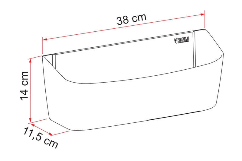 Fiamma Pocket Plus L - Large Wall Storage Pocket - Grey - 38x11.5x14 cm - Fiamma organisers for caravans and motorhomes helping keep living spaces tidy, accessible and efficiently arranged - My Fiamma