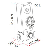 Fiamma Roll-Tank 40 F – 35 L Fresh Water Tank on Wheels – Dark Blue – Wide Cleaning Cap - Fiamma fresh and waste water tanks designed for secure, hygienic storage in caravans and campervans - My Fiamma