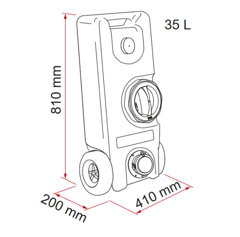 Fiamma Roll-Tank 40 F – 35 L Fresh Water Tank on Wheels – Dark Blue – Wide Cleaning Cap - Fiamma fresh and waste water tanks designed for secure, hygienic storage in caravans and campervans - My Fiamma
