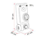 Fiamma Roll-Tank 40W – 40 L Waste Water Tank on Wheels – With Level Indicator & Air Valve – Grey - Fiamma fresh and waste water tanks designed for secure, hygienic storage in caravans and campervans - My Fiamma