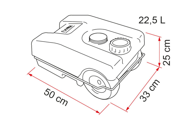Fiamma Roll-Tank 23W – 23 L Waste Water Tank on Wheels – Grey - Fiamma fresh and waste water tanks designed for secure, hygienic storage in caravans and campervans - My Fiamma
