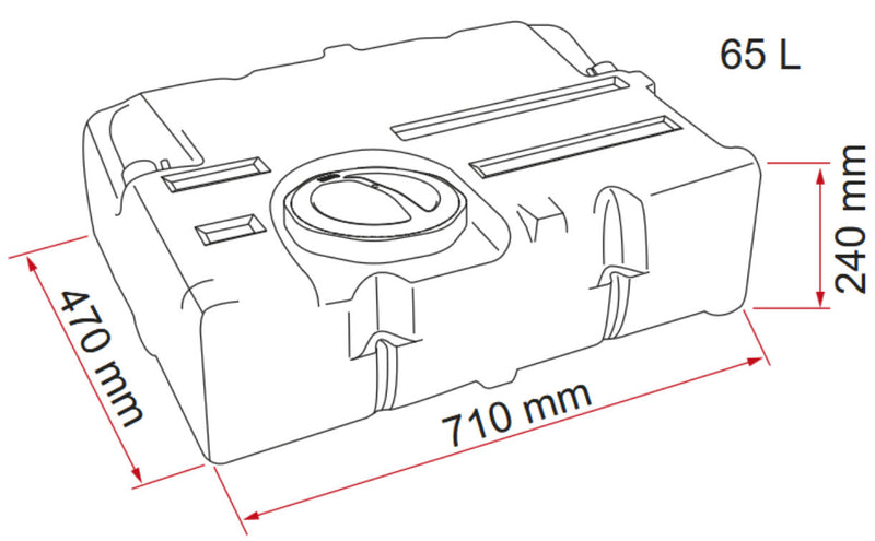 Fiamma Tank 70 – 65 L Fresh Water Tank – Vertical/Horizontal Install – Dark Blue – 71 x 47 x 24 cm - Fiamma fresh and waste water tanks designed for secure, hygienic storage in caravans and campervans - My Fiamma