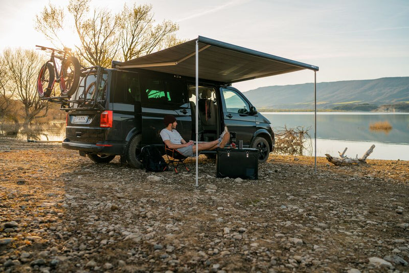 F45s 260 - VW T5 / T6 M / T - RHD - Wall Installation Awning - Fiamma wall-mounted awnings for caravans and motorhomes providing shade and sheltered outdoor space - My Fiamma