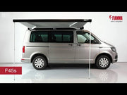 F45s - 300 - VW T5 / T6
M / T - Long - Wall Installation Awning - Fiamma wall-mounted awnings for caravans and motorhomes providing shade and sheltered outdoor space - My Fiamma
