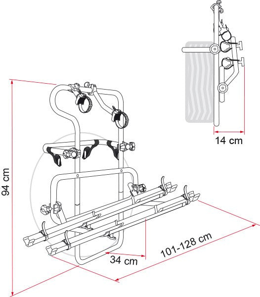 Carry-Bike Backpack 4x4 (Rail Strip C, 2 bikes, max load 35kg) - Fiamma bike racks for motorhomes and campervans designed for secure, reliable bicycle transport on the road - My Fiamma