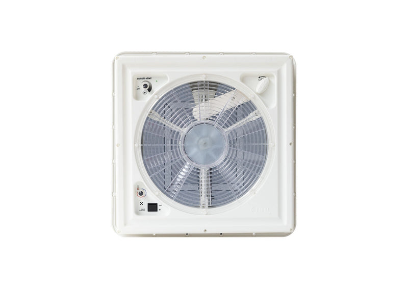 Fiamma Turbo-Vent 40 - 12V Roof Vent Fan - White - Reversible, Thermostat, 40x40 cm - Fiamma rooflights for caravans and motorhomes delivering natural light, ventilation and weatherproof roof openings - My Fiamma